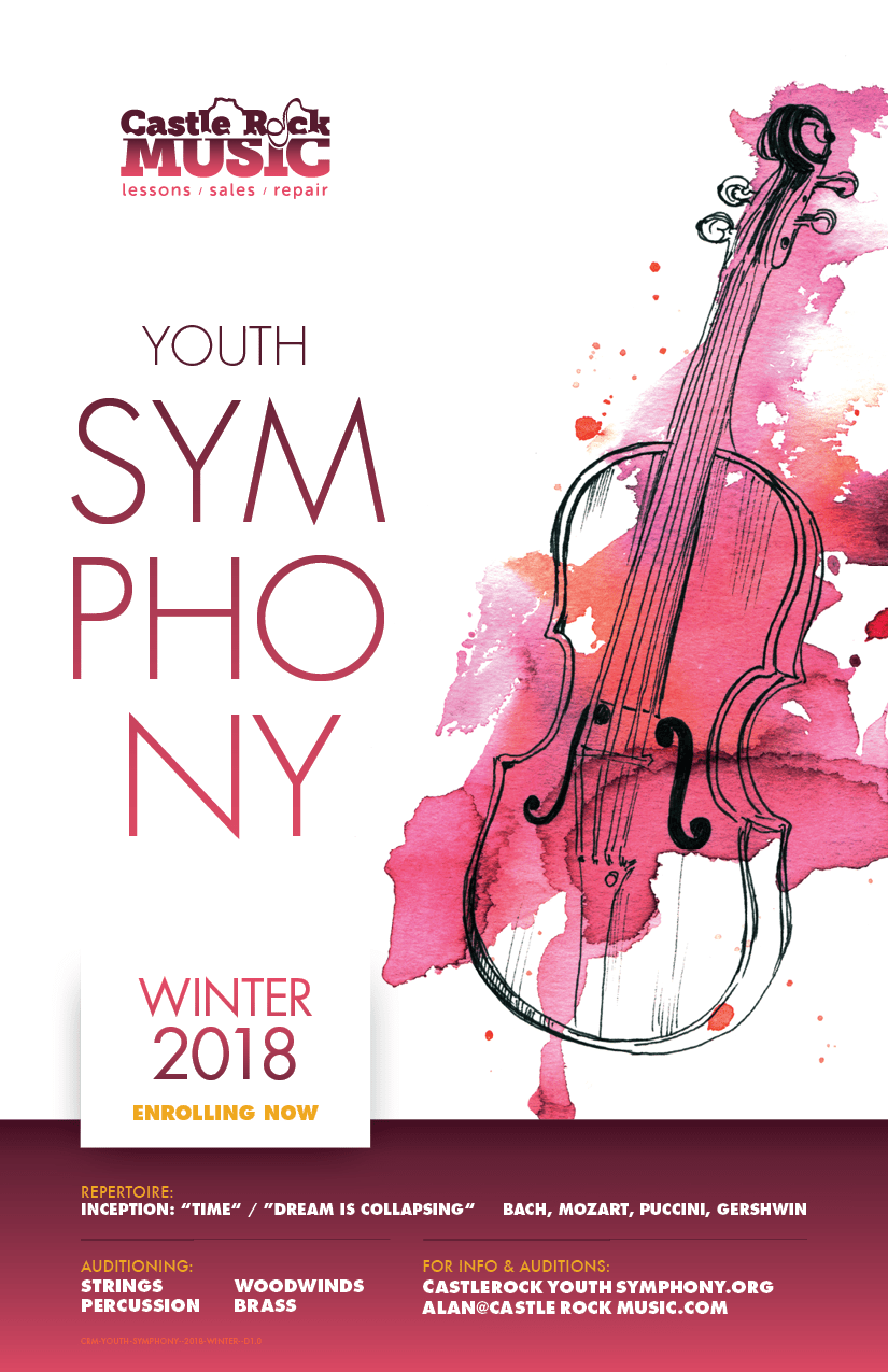 Youth Symphony at Castle Rock Music  |  Enrollment now open for Winter 2018  |  Repertoire: Inception: &quot;Time&quot; / &quot;Dream Is Collapsing&quot;, Bach, Mozart, Piccini, Gershwin