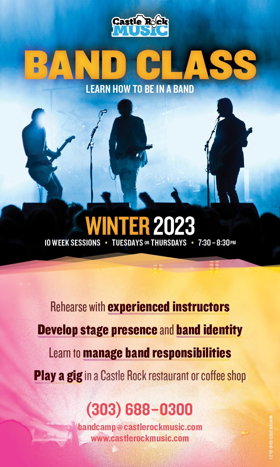 Band Class (Winter 2023)  |  10 Week Sessions  |  Tuesdays or Thursdays  |  7:30 - 8:30pm