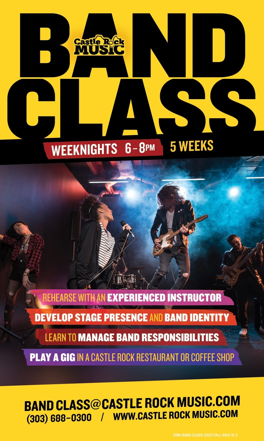 Castle Rock Music - Band Class (Fall 2023) | Learn how to be in a band | Weeknights 6 - 8pm (5 Weeks)